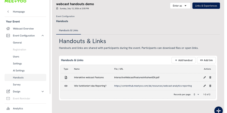 Webcast handouts: share files & links live in the player